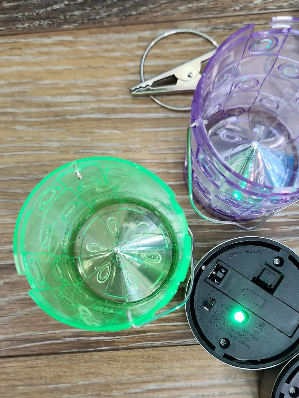 3 Mini Hanging Solar Lights Lanterns Blue Purple Green